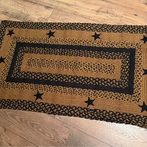 Black and Brown‎ Star Pattern Braided Rug NEW